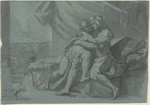 Embracing Lovers in Classical Dress, by Heinrich Füger
