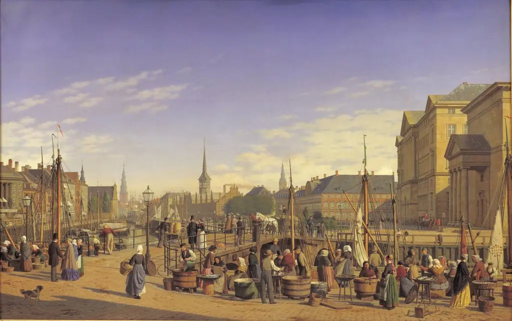 Udsigt fra Gammel Strand mod Christiansborg, by Heinrich Hansen