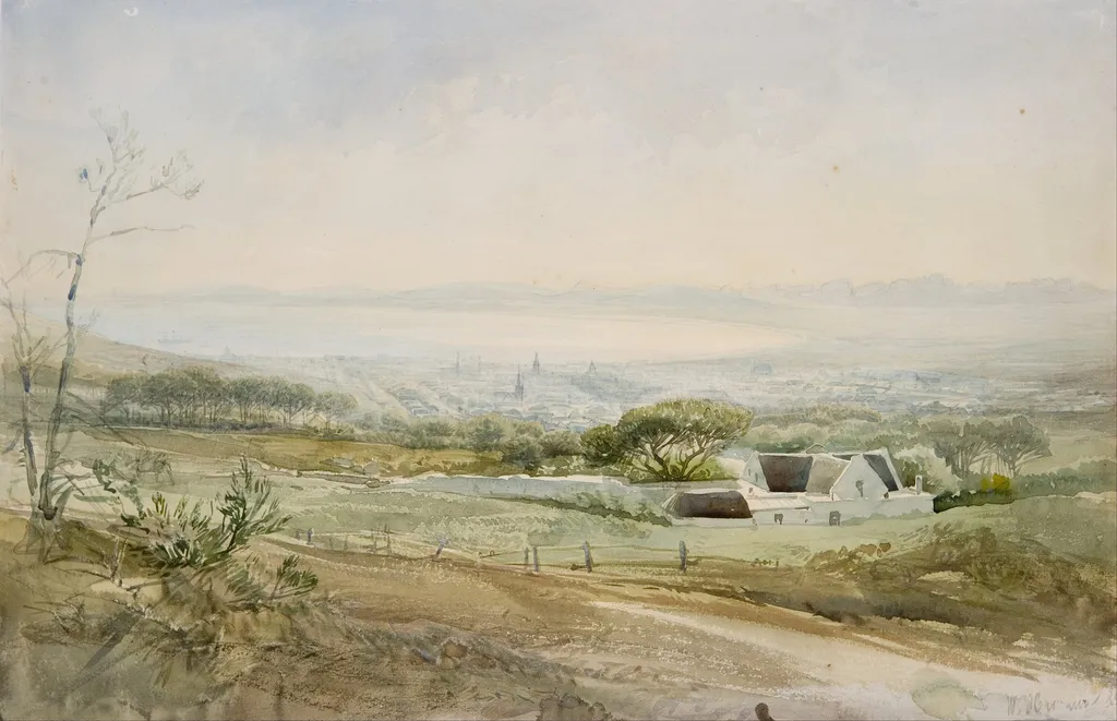 Cape Town from the Top of Kloof Street, by Heinrich Hermann, watercolor, 1900