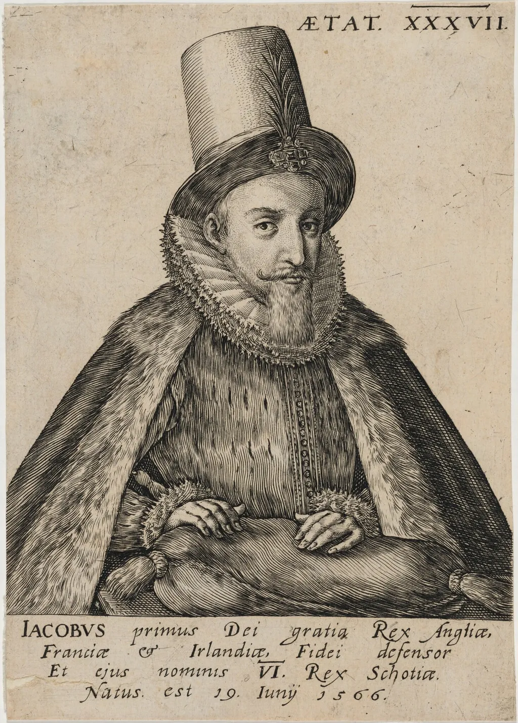 James I as James VI of Scotland, by Heinrich Ullrich, ink, 1581