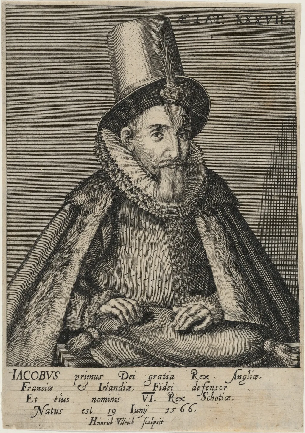 James I as James VI of Scotland, by Heinrich Ullrich, ink, 1581
