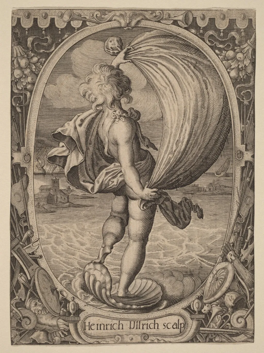Aiolos, Personification of Wind, by Heinrich Ulrich, ink, 1596