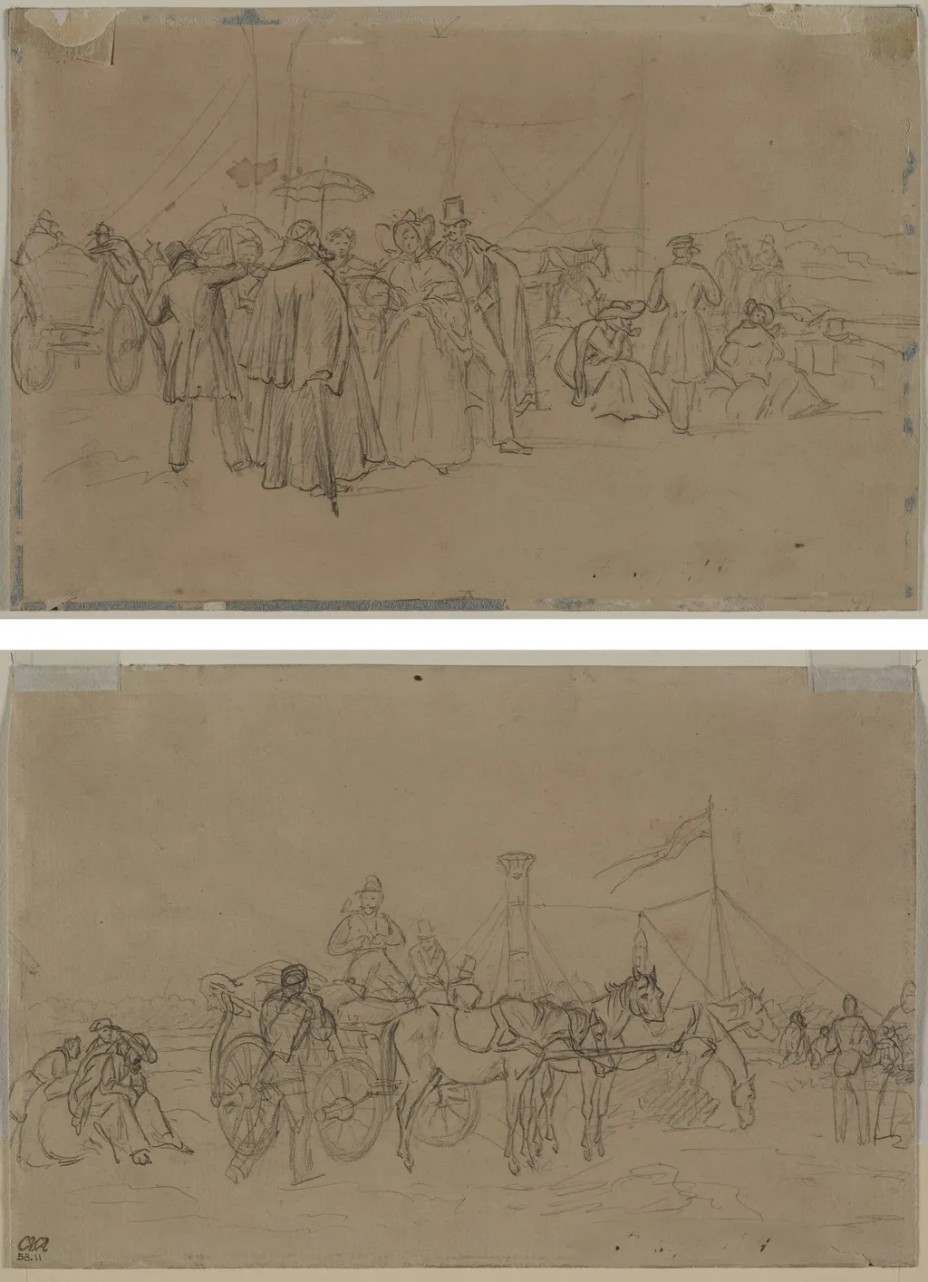 Passengers for Rhine Steamer (recto) Passengers for Rhine Steamer (verso), by Heinrich von Mayr, 1804