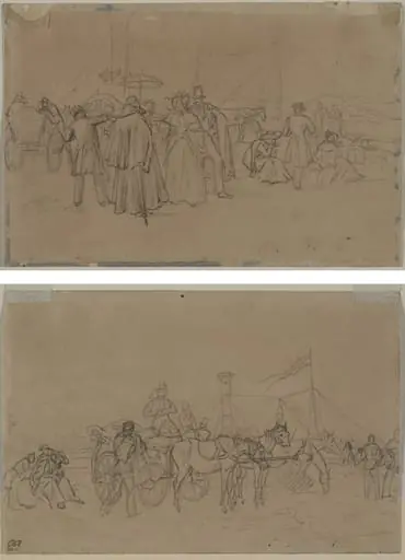 Passengers for Rhine Steamer (recto) Passengers for Rhine Steamer (verso), by Heinrich von Mayr