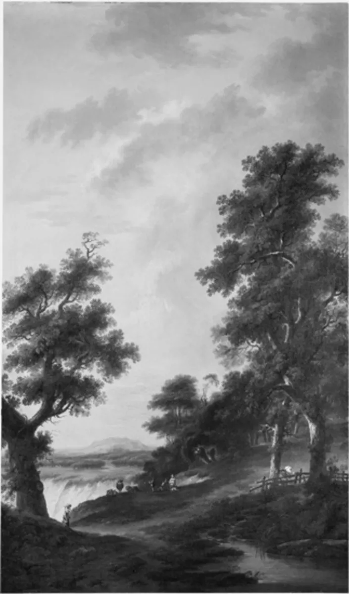 Komponierte Landschaft mit Staffage, by Heinrich Wüest, oil, 1775