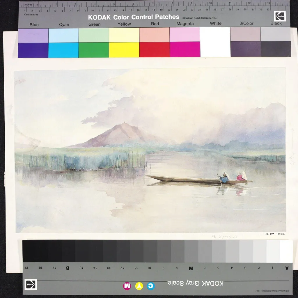 Dal lake, Kashmir, by Helen R. Pirie, paint