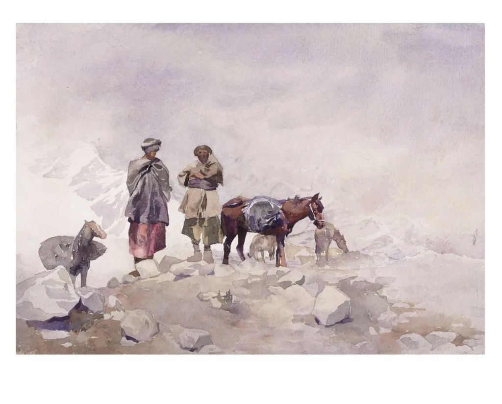 On the Road from Torshing to Rupal, Kashmir, by Helen R. Pirie, paint, 1900