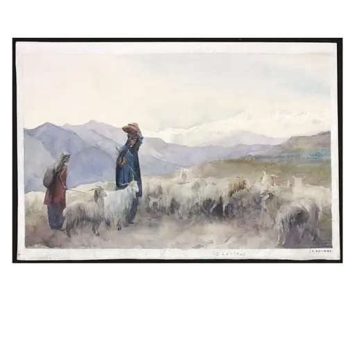 Shepherds in a mountain landscape, Kashmir, by Helen R. Pirie