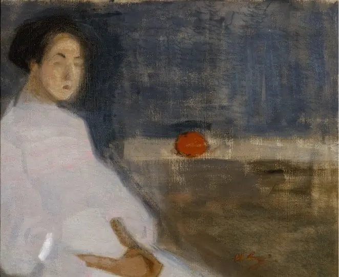 Costume Picture I (Girl with Orange, The Baker's Daughter), by Helene Schjerfbeck