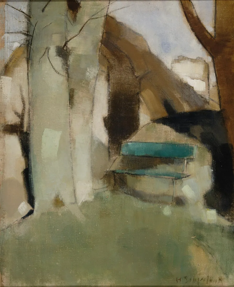 Varjo muurilla II (Vihreä penkki), by Helene Schjerfbeck, unspecified