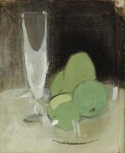 Vihreät omenat ja samppanjalasi, by Helene Schjerfbeck