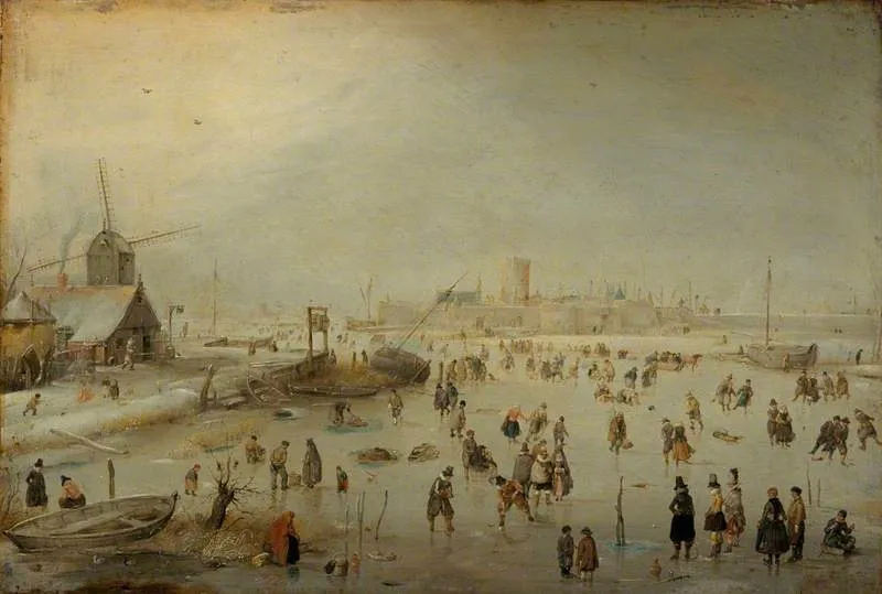 Winter Landscape, by Hendrick Avercamp, oil, 1630
