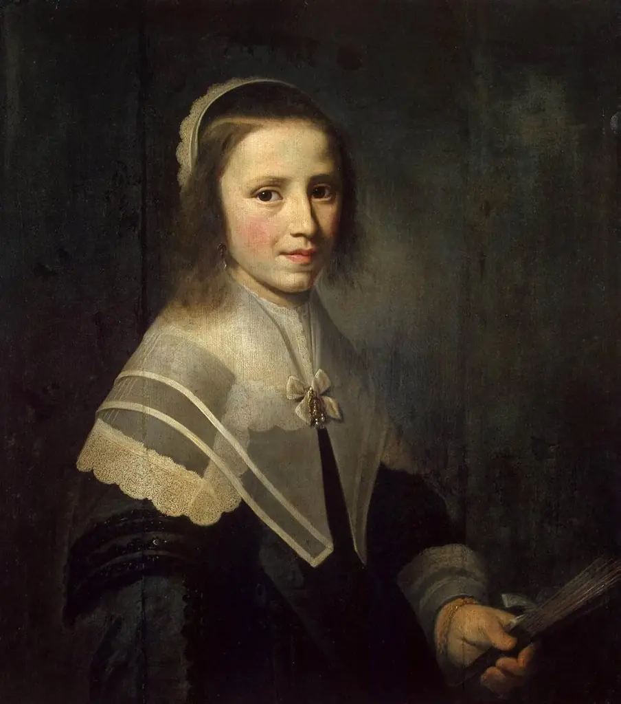 Girl Holding a Fan, by Hendrick Cornelisz. van Vliet