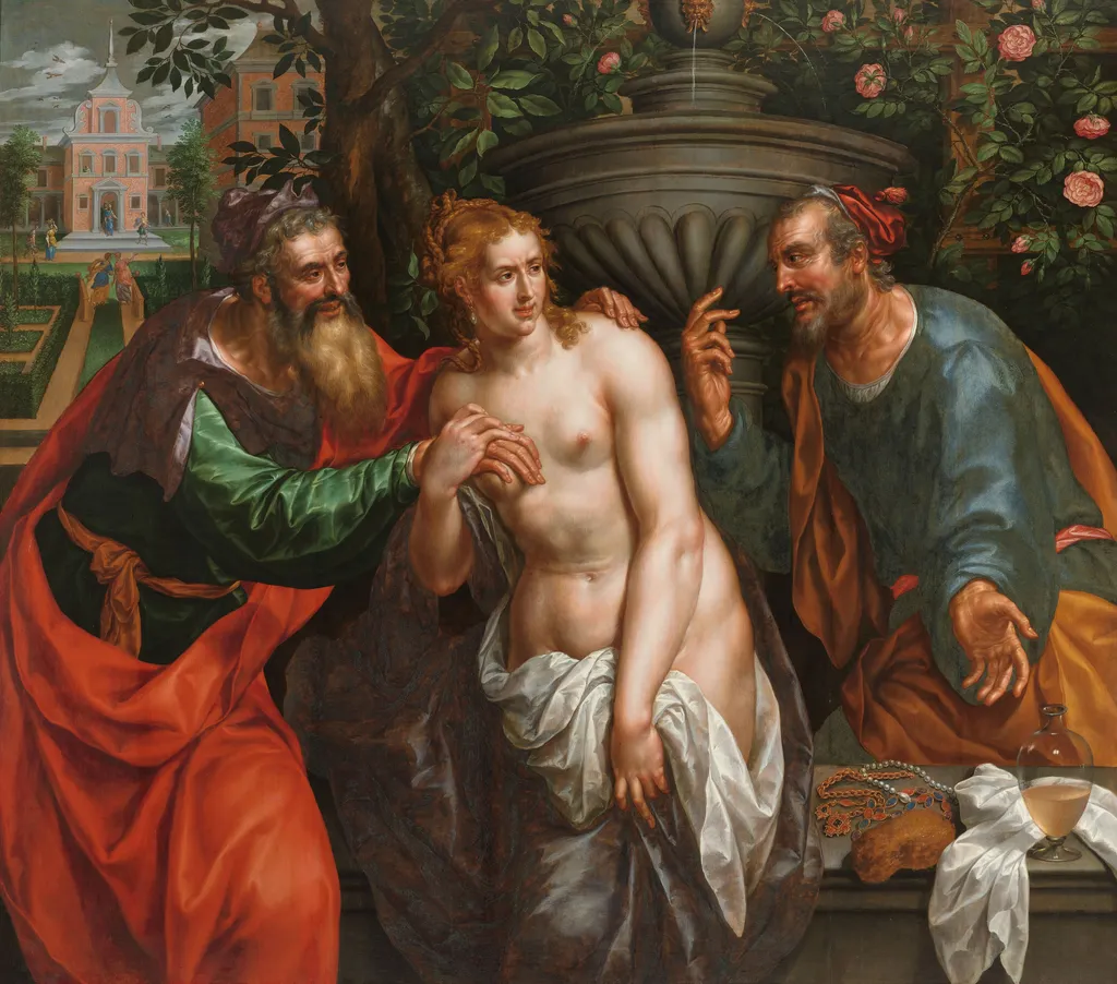 Susanna and the elders, by Hendrick de Clerck, oil, 1609