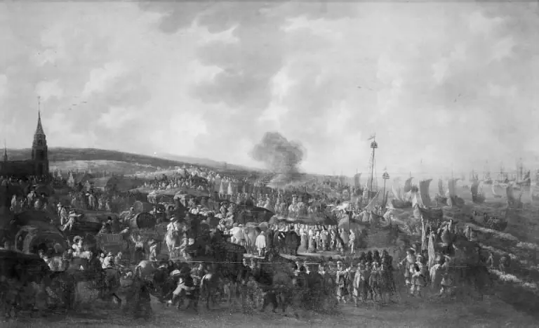 Charles II of England Embarking in Scheweningen May 23, 1660, by Hendrick de Meijer