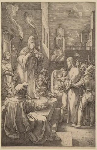 Christ before Caiphas, by Hendrick Goltzius