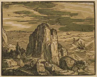Cliff on a Seashore, by Hendrick Goltzius
