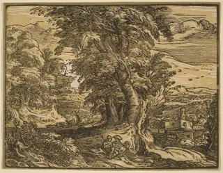Landscape with a Shepherd Couple, by Hendrick Goltzius