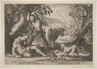 Landscape with Mercury Raising His Sword to Kill a Sleeping Argus, by Hendrick Goltzius
