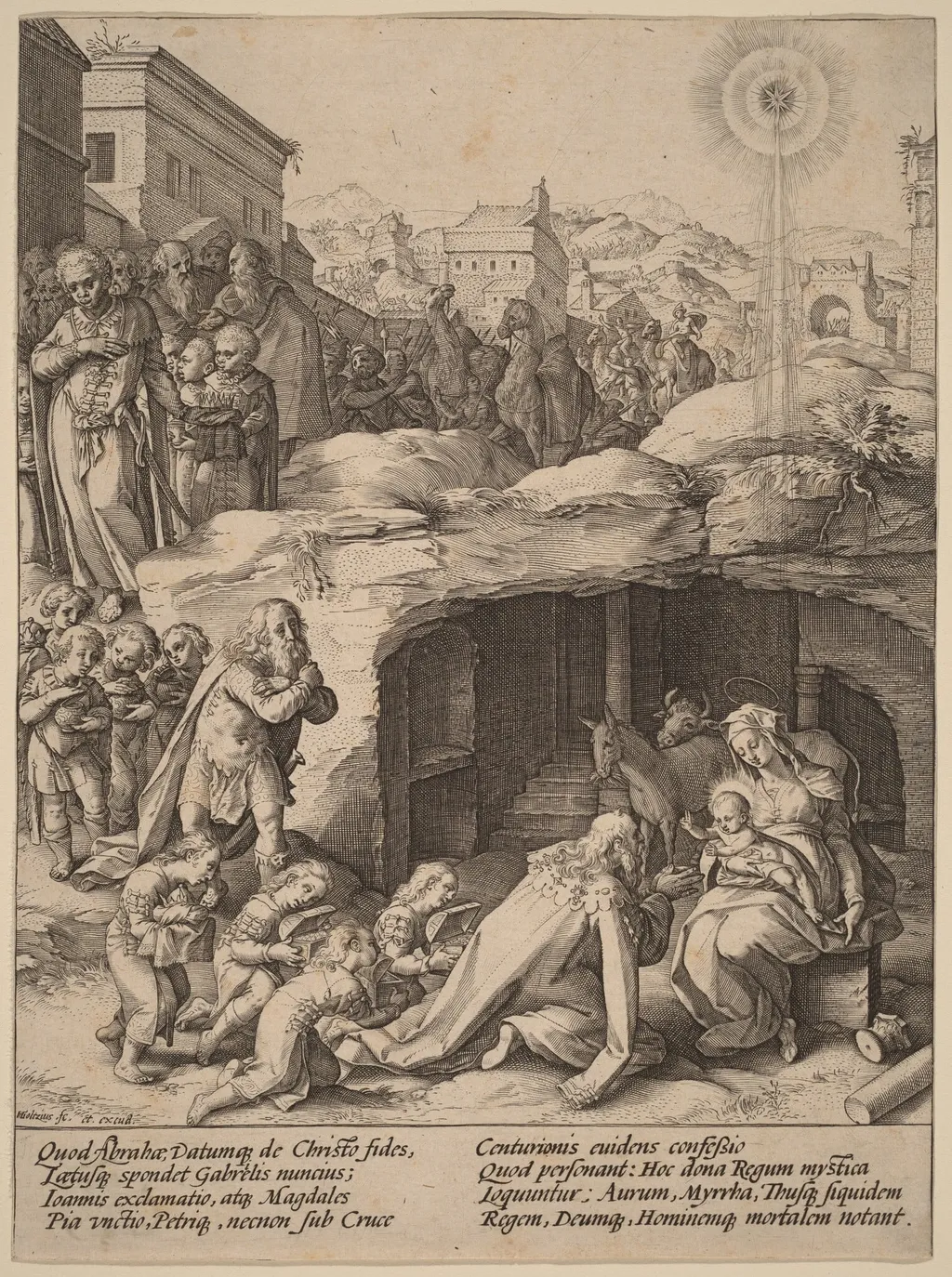 The Adoration of the Magi, by Hendrick Goltzius, ink, 1586