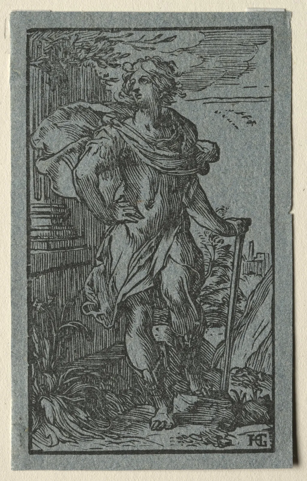 Young Man Standing with a Cane, by Hendrick Goltzius, 1598