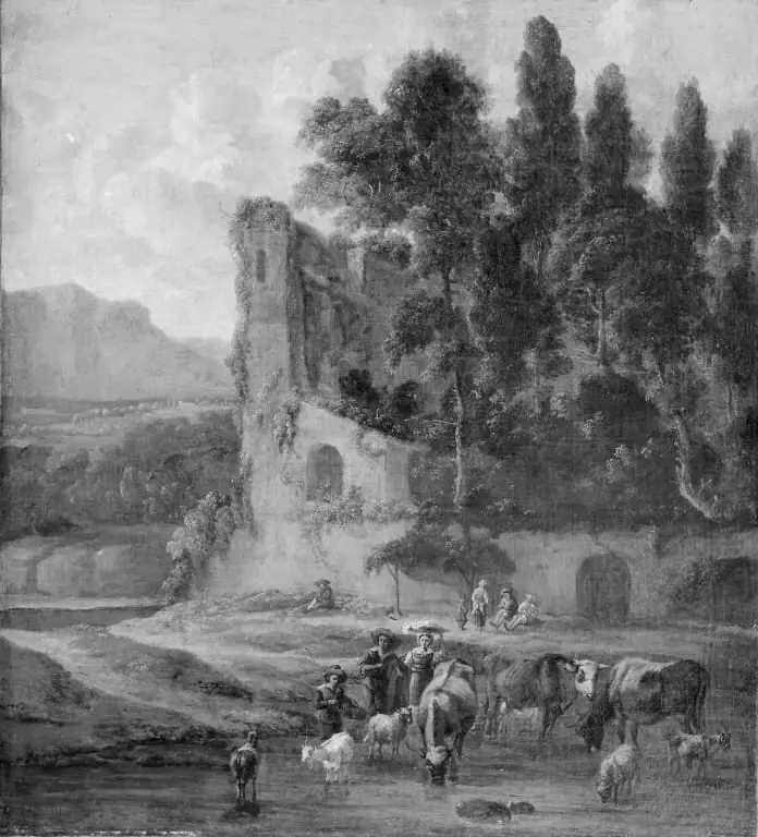 Cattle by a Ford, by Hendrick Mommers
