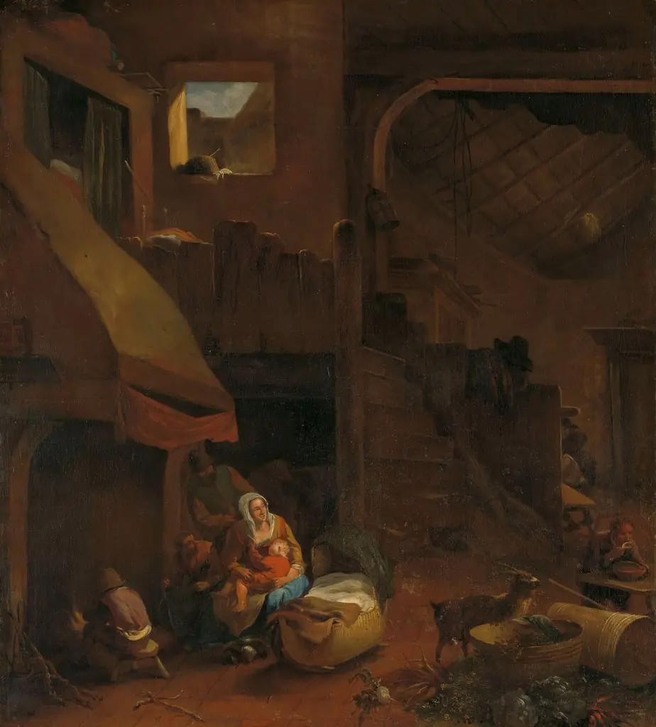 Interior of a peasant hut, by Hendrick Mommers