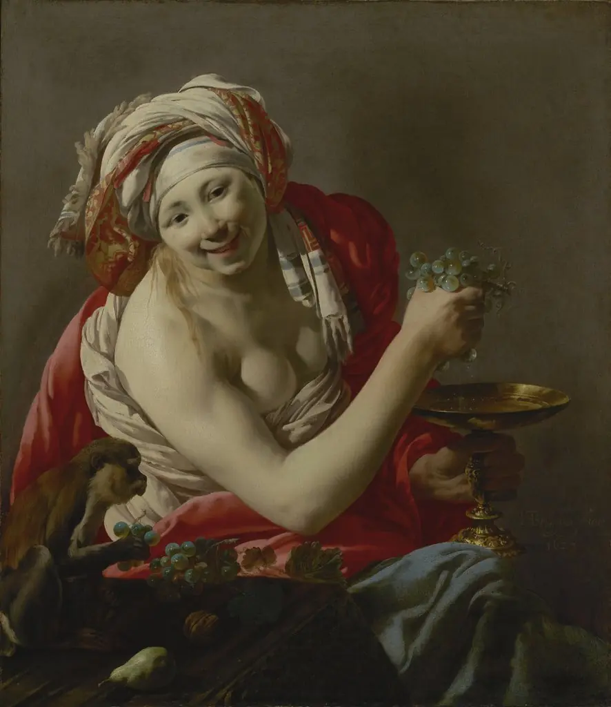 Bacchante with an Ape, by Hendrick ter Brugghen