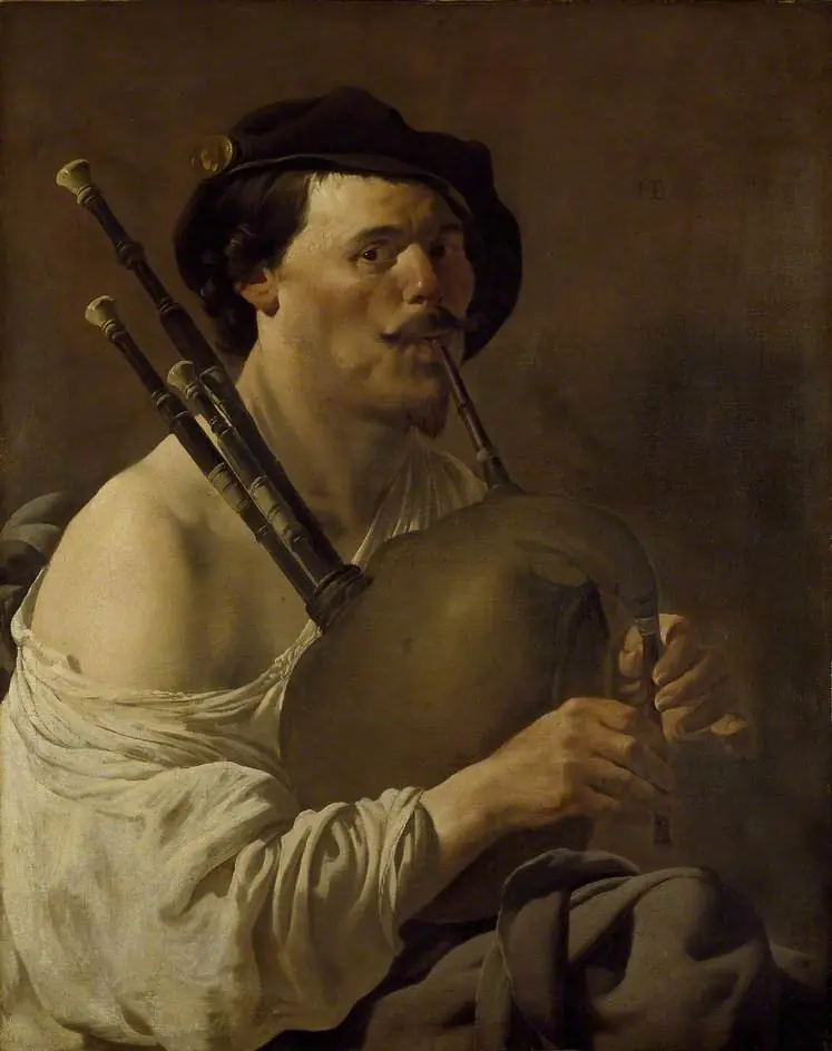 Portrait of a Man playing the Bagpipes, by Hendrick ter Brugghen