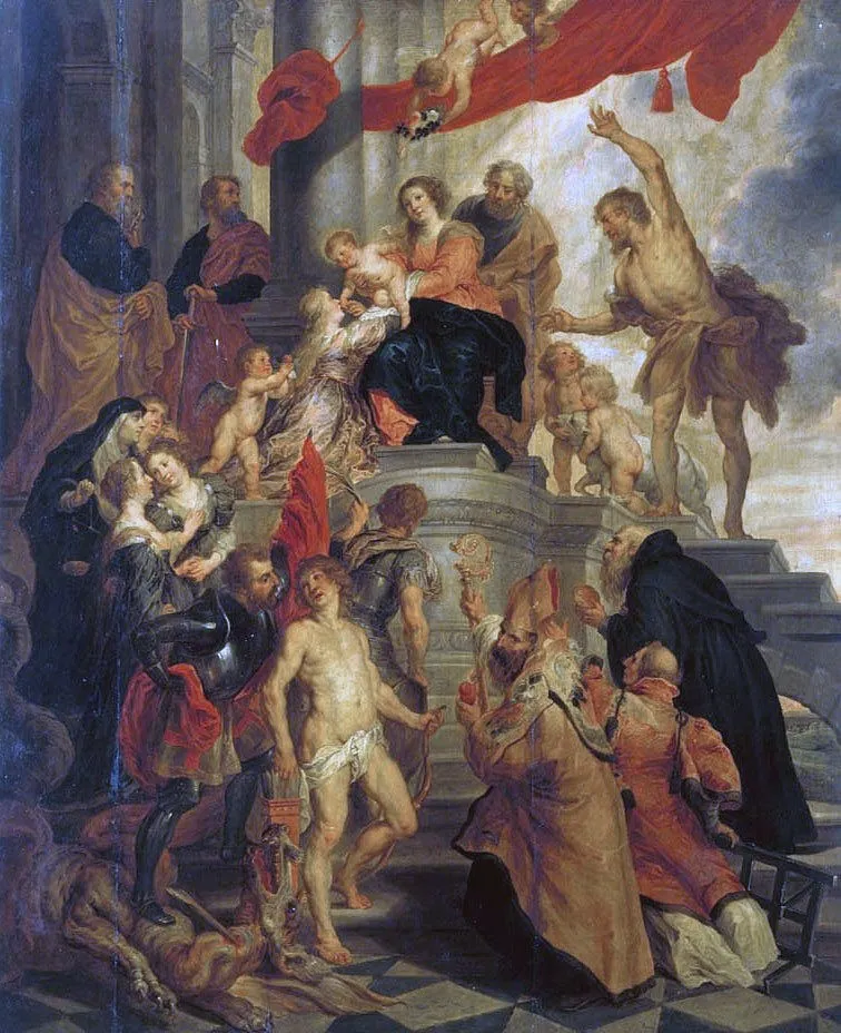 Casamento Místico de Santa Catarina, by Hendrick van Balen the Elder, oil, 1628