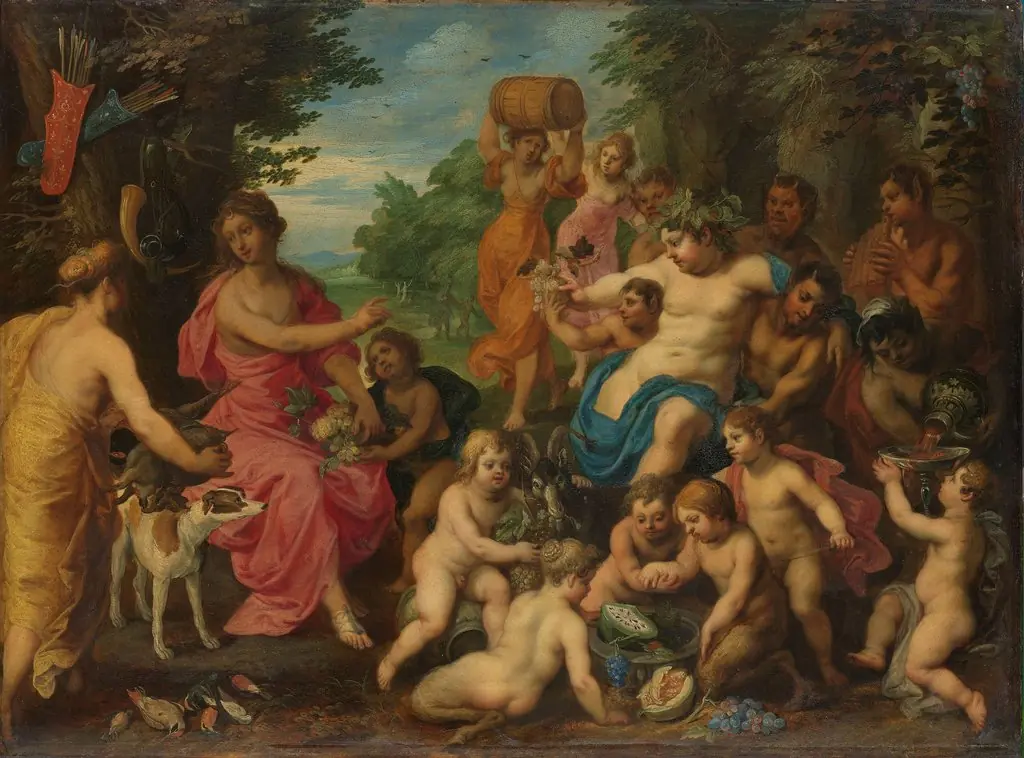 Diana Offered Wine and Fruit by the Young Bacchus and his Retinue, by Hendrick van Balen the Elder