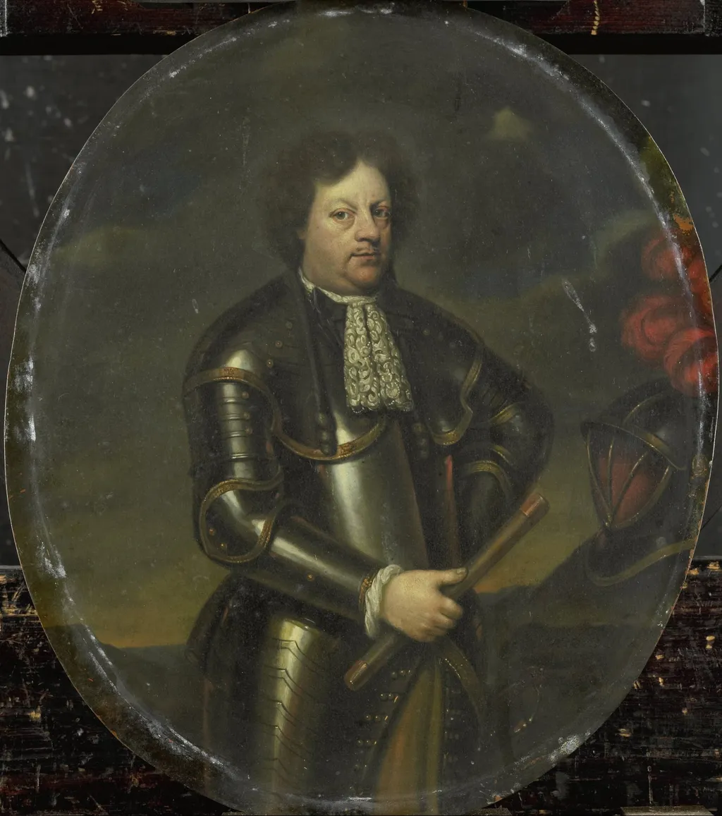 Portrait of Major-General Hans Willem, Baron van Aylva, called The Formidable General, by Hendrik de Valk, unspecified, 1705