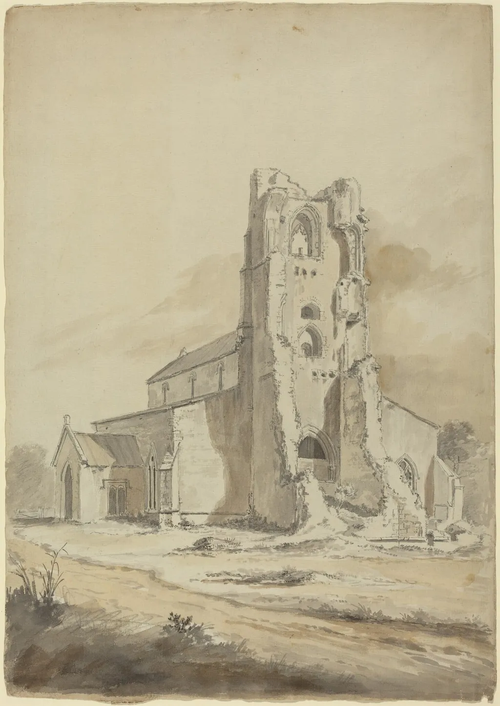 Ruined Church, by Hendrik-Frans De Cort, graphite, 1794