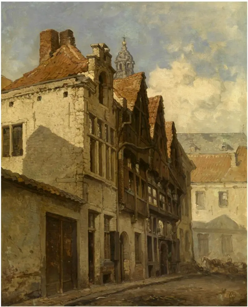 The Stoelstraatje and the tower of the Saint Paul's Church, by Hendrik Frans Schaefels