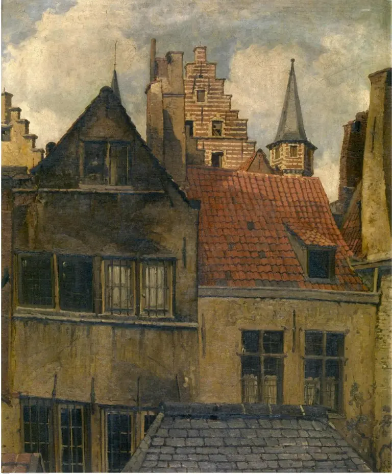 The Vleeshuis and old houses, by Hendrik Frans Schaefels