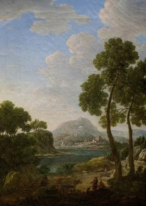 Landscape with figures and cattle, by Hendrik Frans van Lint