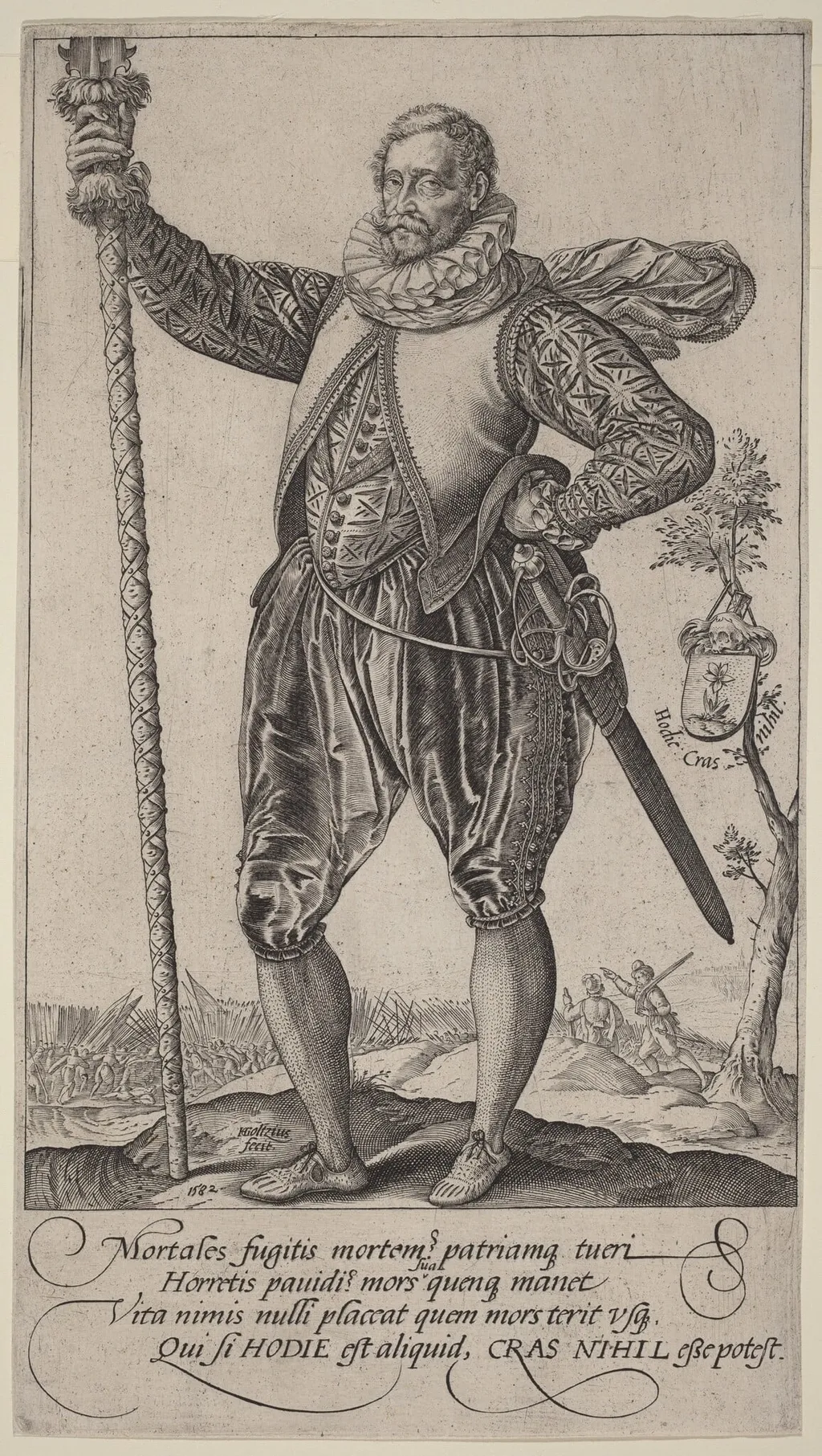 A Pike-Man Turned to the Left, by Hendrik Goltzius, ink, 1582