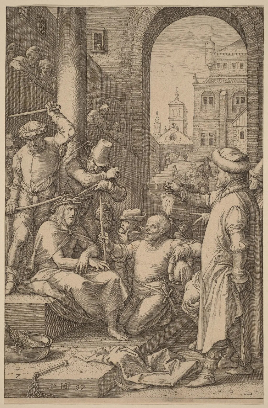Christ Crowned with Thorns, by Hendrik Goltzius, ink, 1597