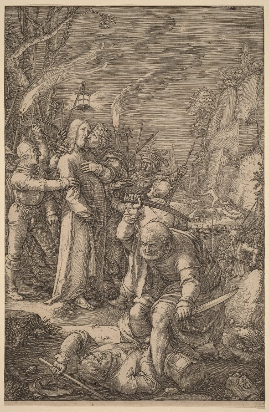 Christ Taken Captive, by Hendrik Goltzius, ink, 1598