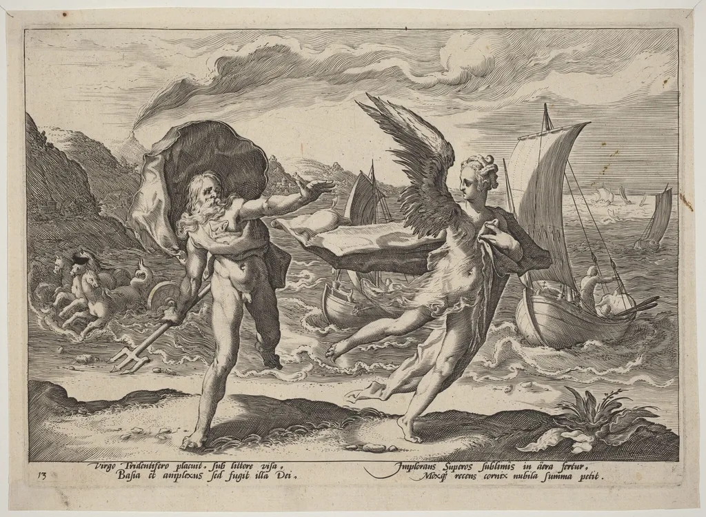 Coronis Changed into a Crow, by Hendrik Goltzius, ink, 1589