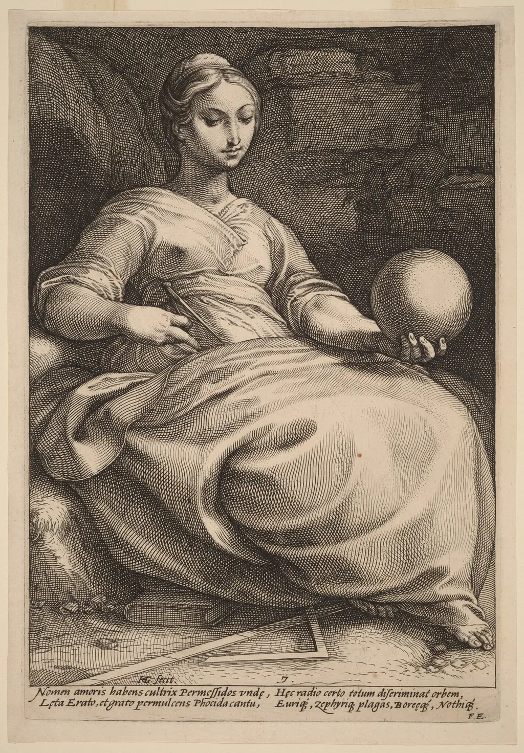 Erato, by Hendrik Goltzius, ink, 1592