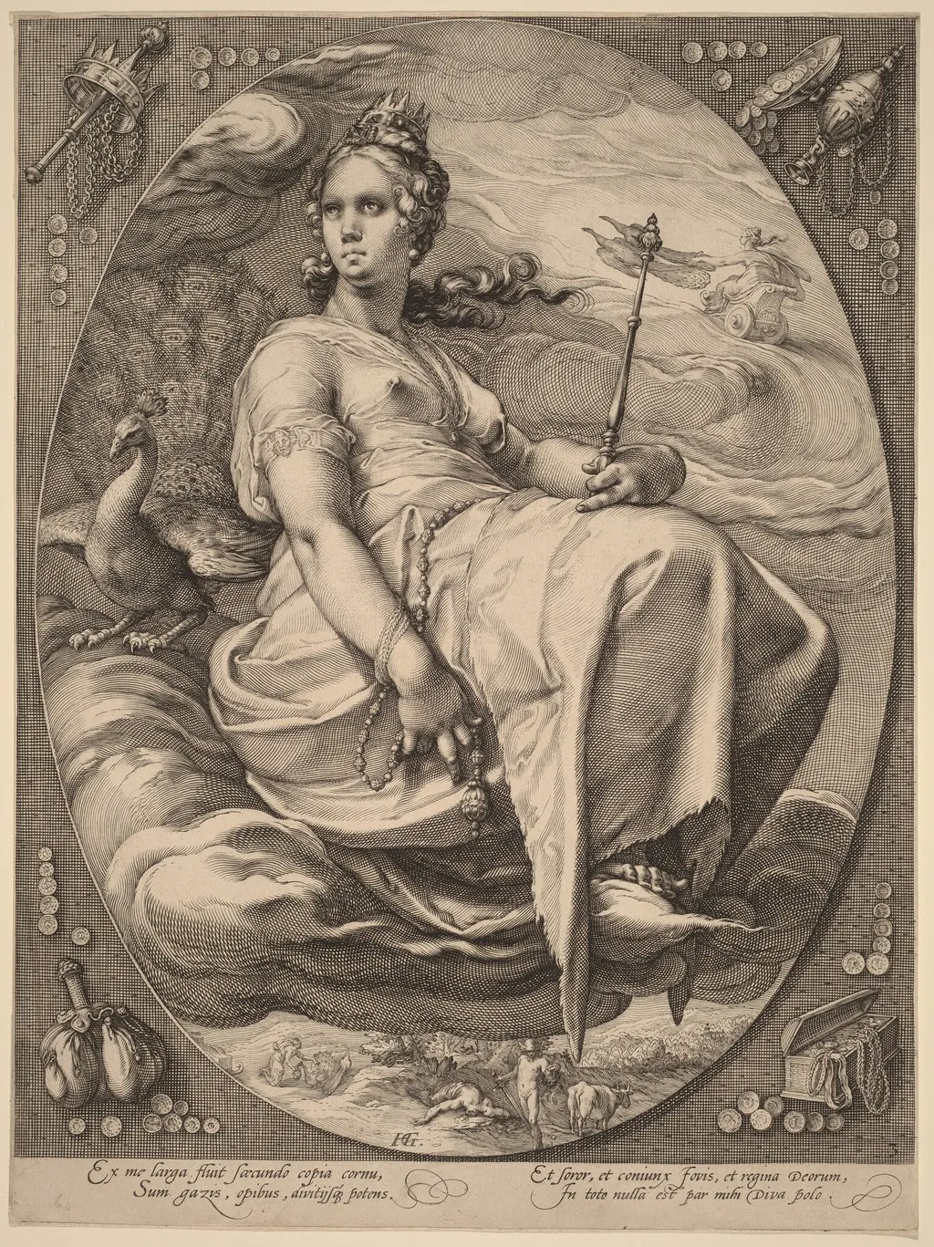 Juno, by Hendrik Goltzius, ink, 1596