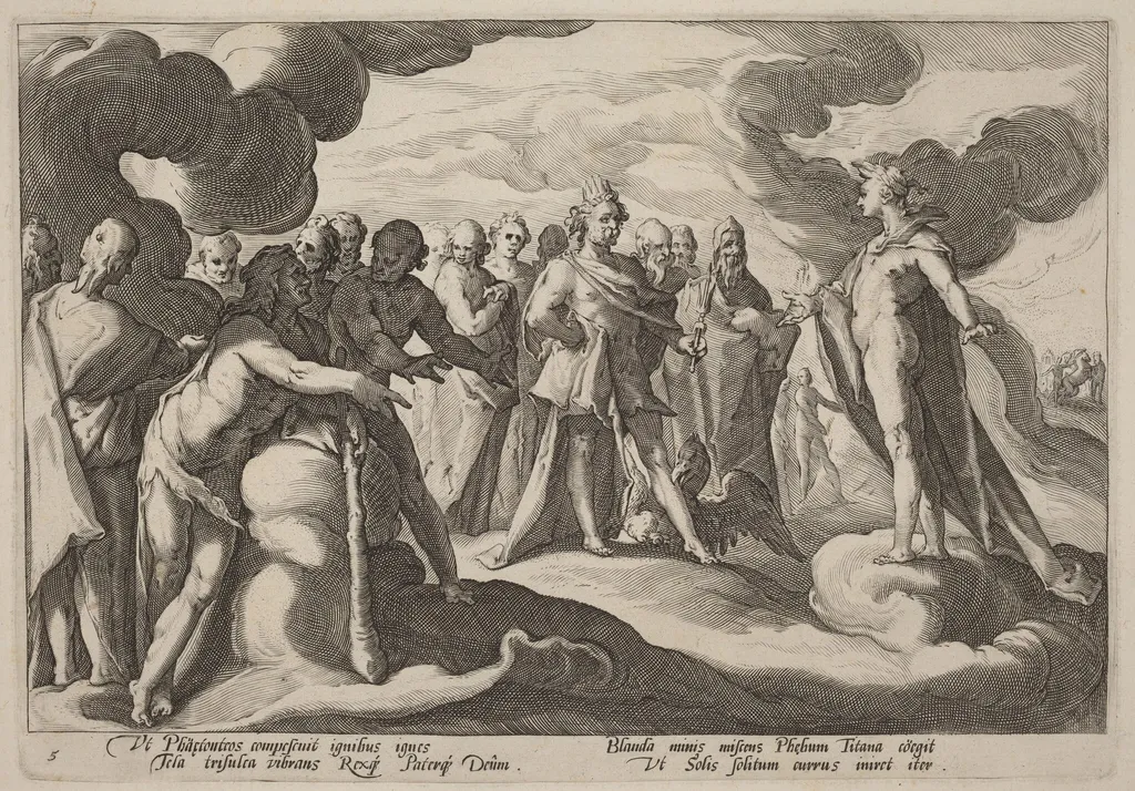 Jupiter and the Gods Asking Helios to Resume Control of the Chariot, by Hendrik Goltzius, ink, 1589