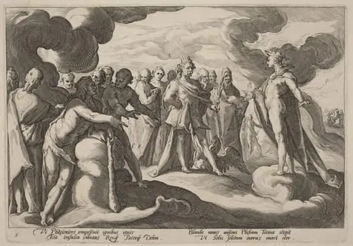 Jupiter and the Gods Asking Helios to Resume Control of the Chariot, by Hendrik Goltzius