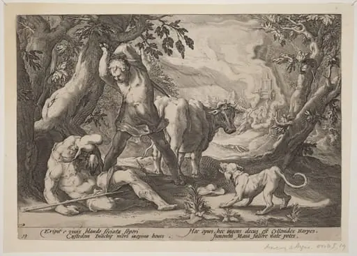 Landscape with Mercury Raising His Sword to Kill a Sleeping Argus, by Hendrik Goltzius