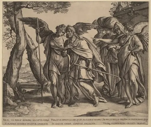 Lot and His Daughters Leaving Sodom, by Hendrik Goltzius