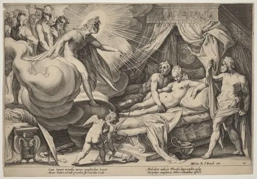 Mars and Venus Surprised, by Hendrik Goltzius