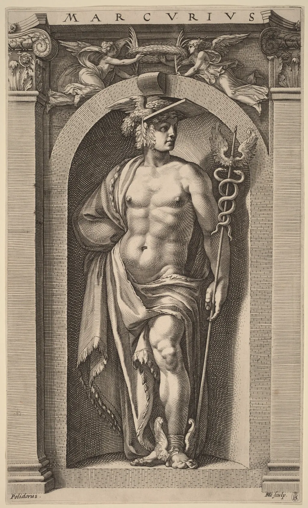 Mercury, by Hendrik Goltzius, ink, 1592