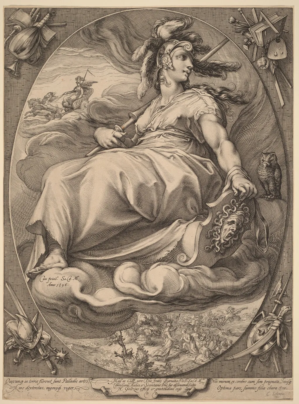 Minerva, by Hendrik Goltzius, ink, 1596
