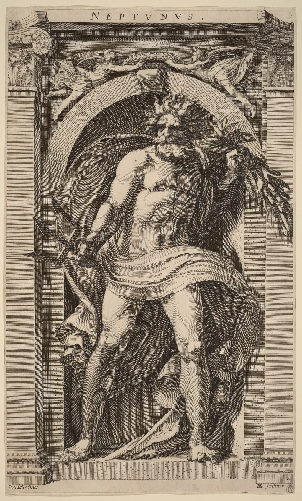 Neptune, by Hendrik Goltzius, ink, 1592